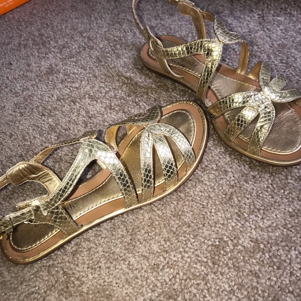 Kate Spade gold metallic snake print sandals
